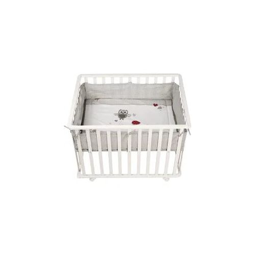Laufgitter ROBA "Adam & Eule, weiß, 75x100 cm", Baby, weiß, Laufställe Laufgitter, mit Stoffeinlage; Rollen, höhenverstellbar