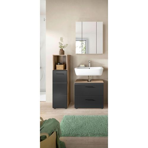 Badezimmer Ice 3-tlg. Schwarz/Eiche dunkel