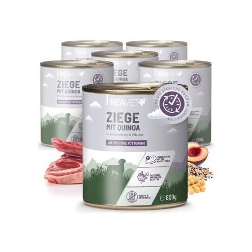 REAVET Hundenassfutter - Ziege mit Hirse an Kichererbsen & Pflaume 6x800 g