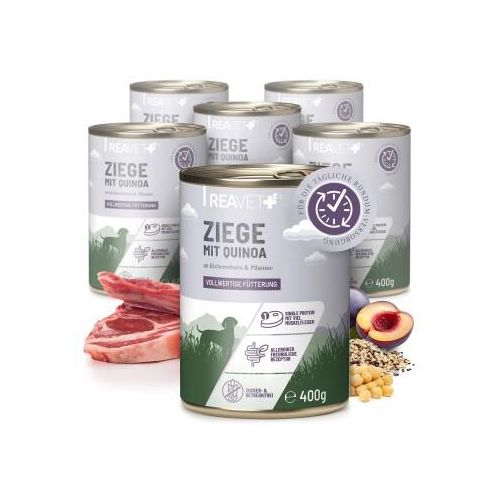 REAVET Hundenassfutter - Ziege mit Hirse an Kichererbsen & Pflaume 6x400 g