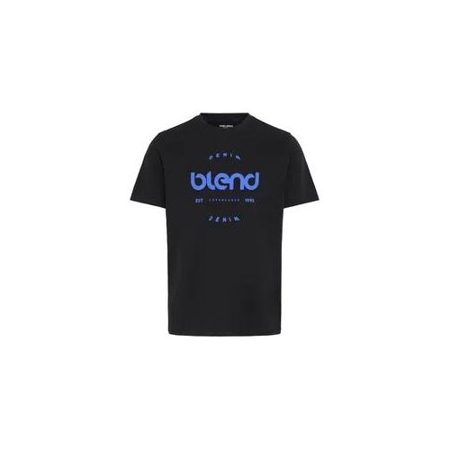 T-Shirt BLEND "BHKAMDEN LOGO S/S TEE", Damen, Gr. L, schwarz beauty, Single Jersey, Obermaterial: 100% Baumwolle, bedruckt, regular fit normal, Rundhals, Shirts T-Shirt