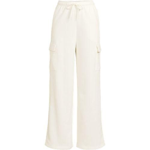 Sweat-Cargohose mit weitem Bein SERIOUS SWEATS, Damen,  Weiß, Baumwoll-Mischung/Polyester-Mischung, by Lands' End