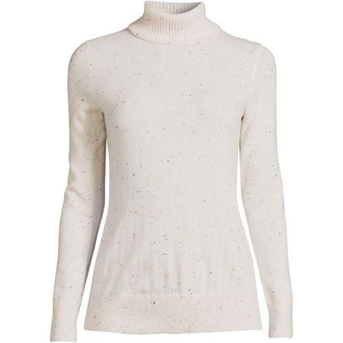 Rollkragen-Pullover aus Kaschmir, Damen,  Weiß, Kaschmir, by Lands' End