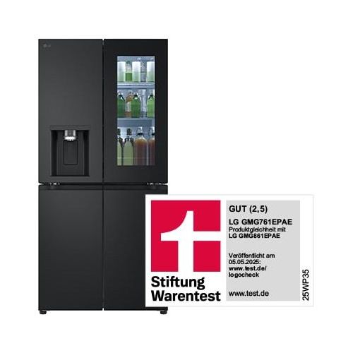 LG SLIM FIT MultiDoor Kühlschrank mit InstaView® (EEK E, 508L, 178,7 cm hoch) mit Eis, Crushed Ice und Wasserspender & internem Wassertank ǀ GMG761EPAE GMG761EPAE