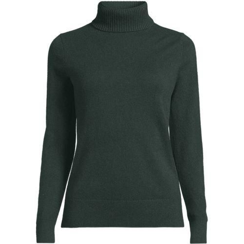 Rollkragen-Pullover aus Kaschmir, Damen,  Grün, Kaschmir, by Lands' End