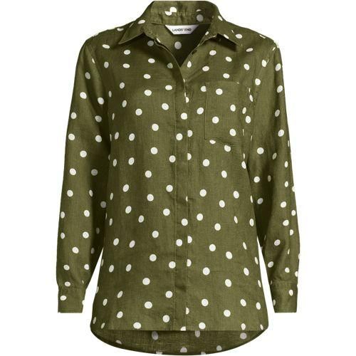 Bluse aus reinem Leinen, Damen,  Grün, Leinen, by Lands' End
