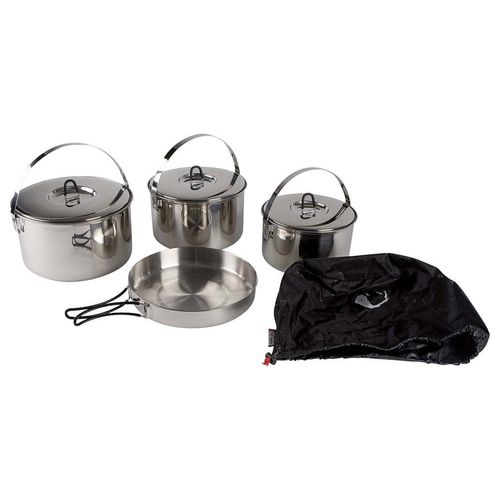 Tatonka Family Cook Set L, 4-teilig, Camping-Kochgeschirr aus Edelstahl