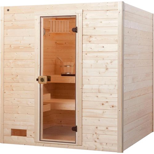 Sauna WEKA "Valida", beige (natur), Saunaofen, integrierte Steuerung, 9 kW, Saunen, Sauna, 9 kW-Ofen mit integrierter Steuerung