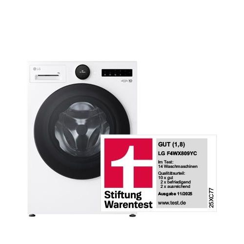 LG Waschmaschine Weiß (EEK A20%*, 9 kg, 1.350 U./Min.) mit AI DD® & TurboWash®360° F4WX809YC F4WX809YC