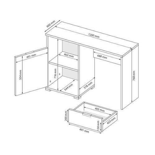 Computerschreibtisch Db Craft / Lava – 1200 × 770 × 600 mm