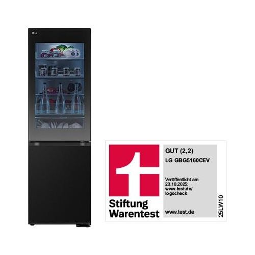 LG InstaView® KühlGefrierkombination (C, 349L, 186 cm hoch) mit Smart Inverter Compressor® GBG5160CEV