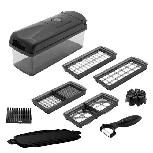 Genius Küchenhelferset Nicer Dicer, Schwarz, Kunststoff, 11-teilig, 13x11x28.5 cm, Lfgb, Reach, Kochen, Küchenhelfer, Küchenhelfer Sets