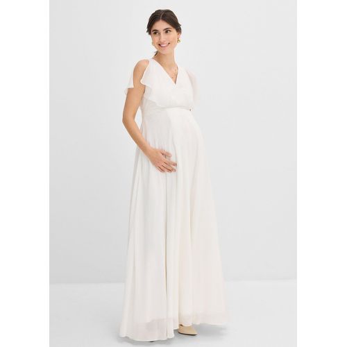 bonprix Umstands-Hochzeitskleid mit Stillfunktion aus Chiffon, weiß, Gr.38, Umstands-Hochzeitskleid mit Stillfunktion aus Chiffon