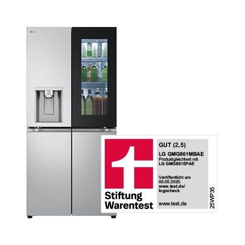 LG SLIM Multi Door Kühlschrank mit InstaView® (EEK E, 508L, 178,7 cm hoch) mit Eis, Crushed Ice und Wasserspender & internem Wassertank GMG861MBAE GMG861MBAE