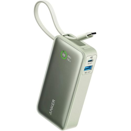 ANKER Powerbank "Nano Power Bank (30 W, integriertes USB-C-Kabel)", grün, 10.000mAh, Akkumulatoren, Powerbank