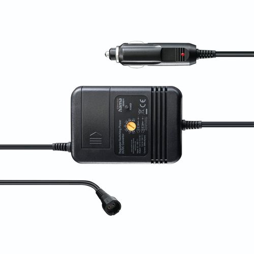 KFZ-Netzteil HAMA "Netzteil für Kfz, einstellbar, 2000mA, 24W, max. 12V, 8 Adapter", schwarz, Netzteile, KFZ-Netzteil