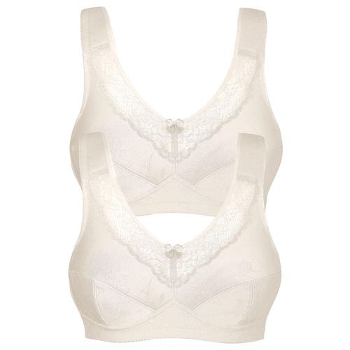 Entlastungs-BH SUSA "2er Pack Entlastungs BH ohne Bügel Basic", Damen, Gr. 85, Cup F, beige (puder puder), Obermaterial: 55% Polyamid PA. 39% Baumwolle CO. 6% Elasthan EL., BHs Entlastungs-BH