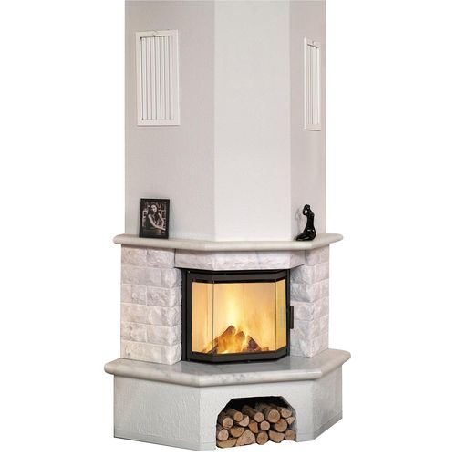 Kaminbausätze HARK "»Vermont echter Mamor naturweiß«", weiß (schwarz), Kaminöfen, Kaminbausätze, Aufbaumaterial bis Raumhöhe 250cm inkl.