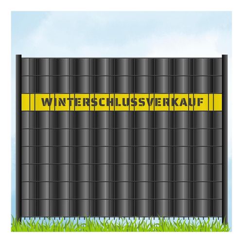 zaun zu® Sichtschutzstreifen Laser Beschriftung "WINTERSCHLUSSVERKAUF" Gelb 2,55m