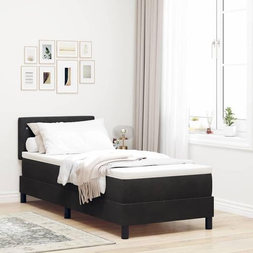 "Schlussverkauf" Boxspringbett - für 1 Person - mit Matratze - Schwarz 80x200 cm Samt C487