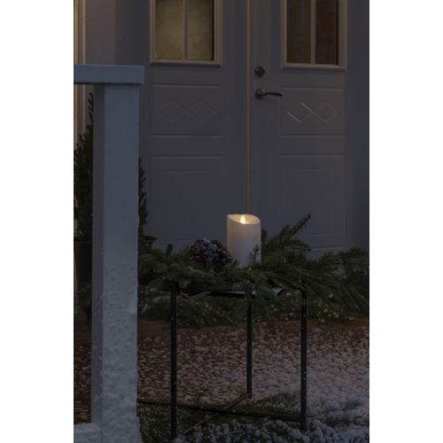 LED-Kerze KONSTSMIDE, beige (cremeweiß), B:9,5cm H:18,4cm T:9,5cm Ø:9,5cm, Kerzen, LED-Kerze, LED Kerze cremeweiß, mit 3D Flamme und geschmolzener Kante