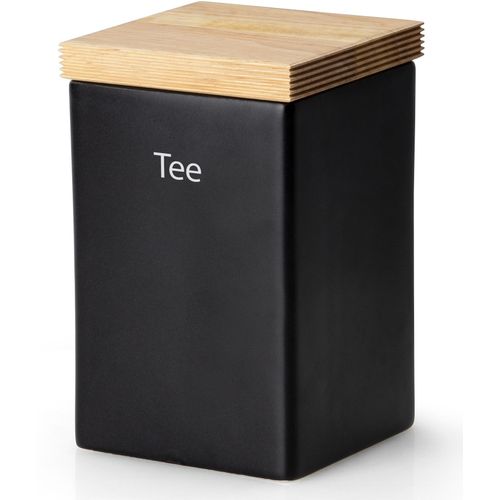 Teedose CONTINENTA, braun (schwarz, holzfarben), B:10cm H:17cm, Lebensmittelaufbewahrungsbehälter, Teedose, Teedose