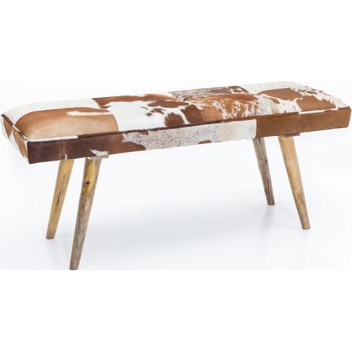 WOHNLING WL5.103 Sitzbank Ziegenfell / Massivholz 120 x 40 x 52 cm Braun