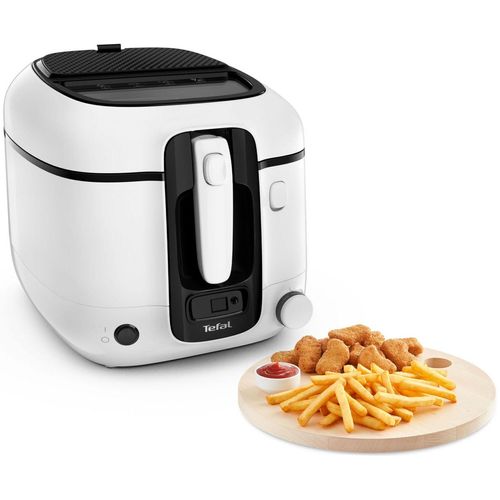 TEFAL Fritteuse "Super Uno", schwarz-weiß (weiß, schwarz), B:31,2cm H:41,6cm T:30,7cm, Fritteusen, Kapazität 2,2 l Öl / 1,5 kg Frittiergut, spülmaschinengeeignet, FR3140, Fritteuse