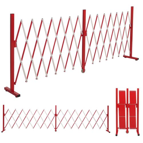 Alu Absperrgitter MCW-B34, Zaun Schutzgitter Scherengitter Trenngitter, ausziehbar 103x53-411cm ~ rot-weiß