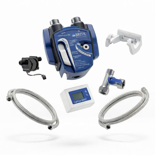 Untertisch-Wasserfilter Set – BRITA Filterkopf + Digiflow Filterwechselanzeige + Anschlüsse