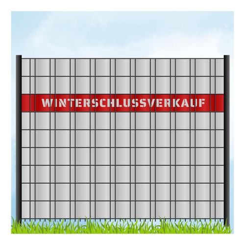 zaun zu® Sichtschutzstreifen Laser Beschriftung "WINTERSCHLUSSVERKAUF" Rot 2,55m