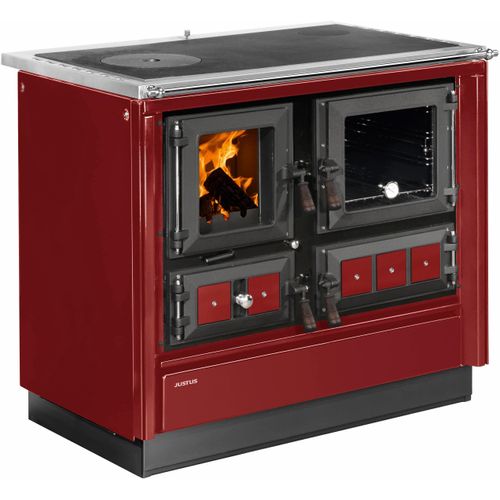 Festbrennstoffherd JUSTUS "Rustico-90 2.0", rot (schwarz), Kaminöfen, Festbrennstoffherd