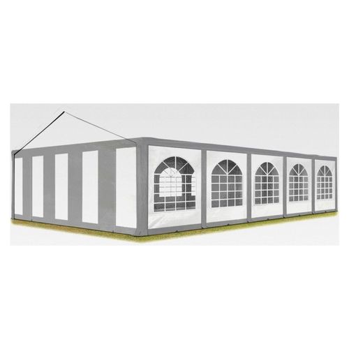 Partyzelt 5x10 m Pavillon Zelt PE Plane 450 N Gartenzelt Festzelt Bierzelt wasserdicht grau-weiß