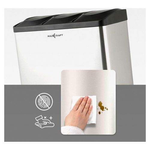 Mülleimer 54 Liter (3 x 18 Liter) mit 3 Fächern - Treteimer für Mülltrennung mit Inneneimern aus Edelstahl