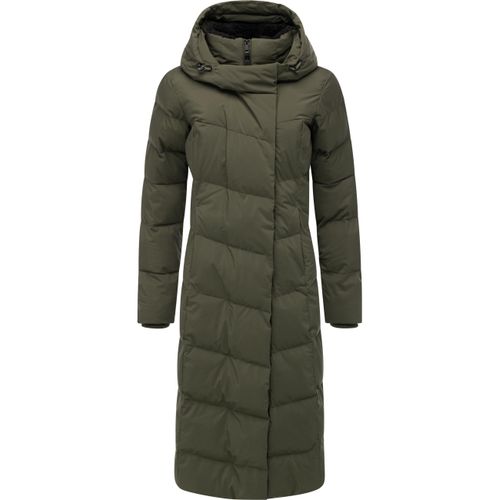 Wintermantel RAGWEAR "Wintermantel Pavla Long Soft YOUMODO", Damen, Gr. M, grün (schwarz olive), Obermaterial: 100% Polyester PES. Obermaterial: Futter: 100% Polyester PES. 100% Polyester PES., Mäntel Wintermantel