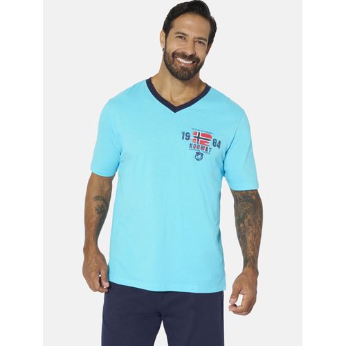 Shorty JAN VANDERSTORM "Kurzer Schlafanzug EDIN", Herren, Gr. XXL, blau (türkis), Obermaterial: 100% Baumwolle CO., Homewear-Sets Shorty