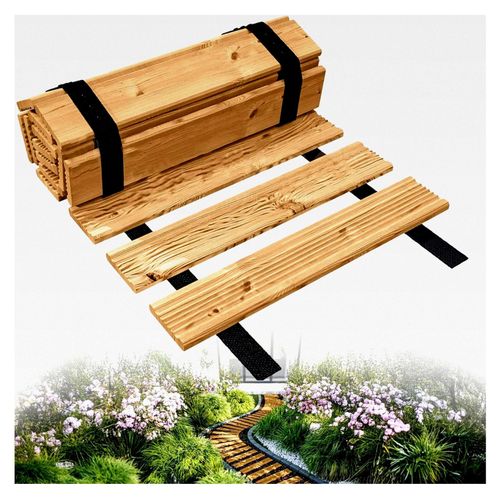 Gartenweg aus Holz 30 cm x 6 m Natur Rollweg