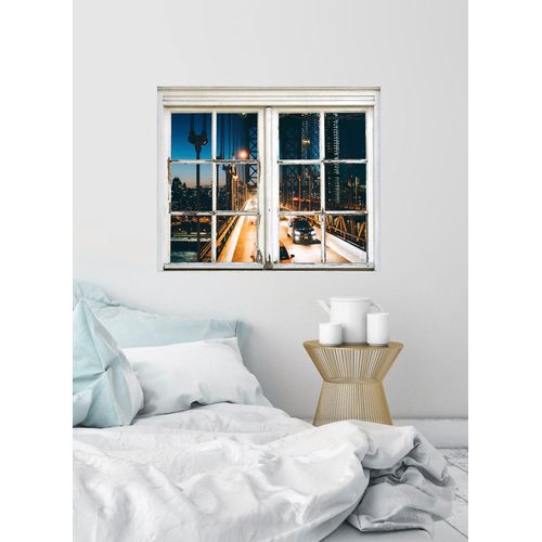 Wandsticker QUEENCE "Autobahnbrücke", bunt, B:40cm H:60cm T:0,1cm, Wandtattoos, Wandsticker, Wandsticker, Wandbild, selbstklebend, Autos, Autobahn