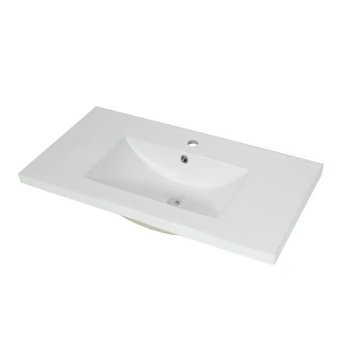 Waschbecken MCW-B19, Waschtisch Handwaschbecken Badezimmer Bad, Keramik eckig 81cm, weiß