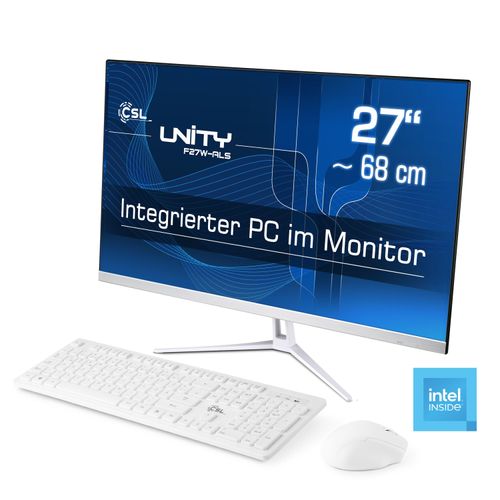 CSL All-in-One PC "Unity F27-ALS N200 Windows 11", weiß, Windows 11 Home,64bit, 16 GB RAM 512 GB SSD, Desktop-PCs, All-in-One PC