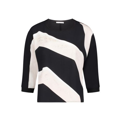 Print-Shirt BETTY & CO "Patchwork-Shirt mit Fledermausärmeln", Damen, Gr. M, bunt (schwarz, weiß), Obermaterial: 50% Baumwolle CO. 50% Modal CMD., Shirts Print-Shirt
