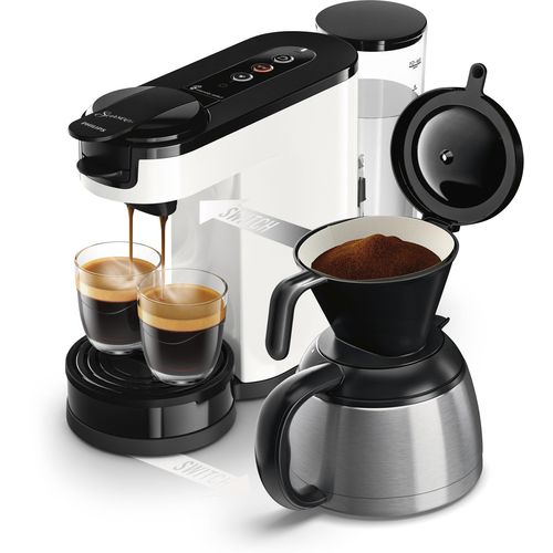 PHILIPS SENSEO Kaffeepadmaschine "Switch HD6592/64, 2-in-1 Pad und Filterkaffee", weiß (star weiß), 1 l, 7, Kaffeemaschinen, aus 26% rec. Plastik, Kaffeepadmaschine