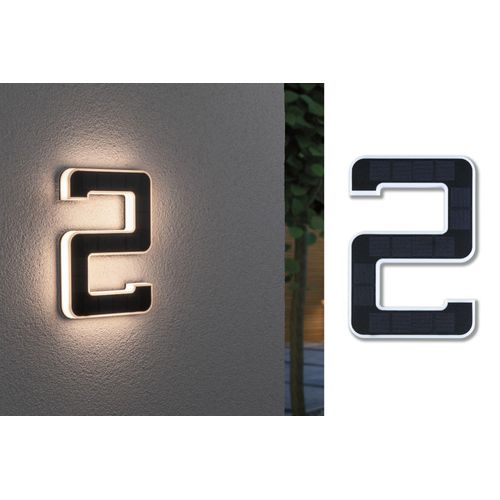 LED Außen-Wandleuchte PAULMANN "Solar Hausnummer", schwarz, B:16cm H:23cm T:3cm, Leuchten, LED Außen-Wandleuchte, LED-Modul, Hausnummern, Buchstaben wählbar, Akku wechselbar