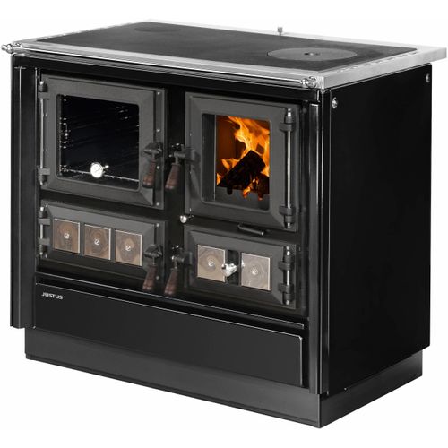 Festbrennstoffherd JUSTUS "Rustico-90 2.0", schwarz, Kaminöfen, Festbrennstoffherd