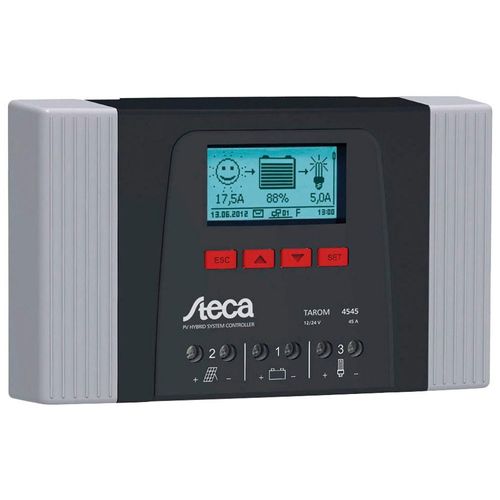 Solarladeregler STECA "Steca Tarom 4545-12/24", grau (schwarz, grau), B:21,8cm H:13,4cm T:6,5cm, Spannungsregler, Solarladeregler