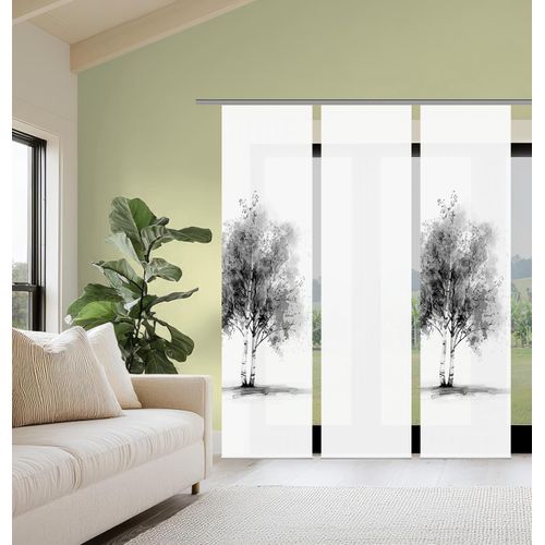 Schiebegardine HOME WOHNIDEEN "TREE", grau, B:60cm H:245cm, Polyester, Gardinen, Schiebegardine, Schiebewand Seidenoptik, SET, Digitaldruck