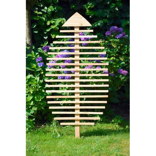 Rankhilfe DOBAR "Design Rankhilfe in Blattform "Fagus", natur, B:84cm H:160cm T:6,5cm, Massivholz, Metall, Rankhilfen, Rankhilfe, 84 x 6,5 x 160 cm, Gewicht: ca. 9,5 kg