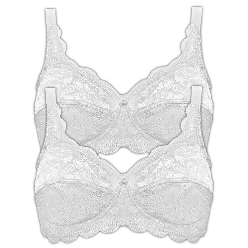 Bügelloser BH SUSA "2er Pack BH ohne Bügel Latina", Damen, Gr. 110, Cup F, weiß (weiß weiß), Spitze, Obermaterial: 77% Polyamid PA. 15% Baumwolle CO. 8% Elasthan EL., BHs Bügelloser BH