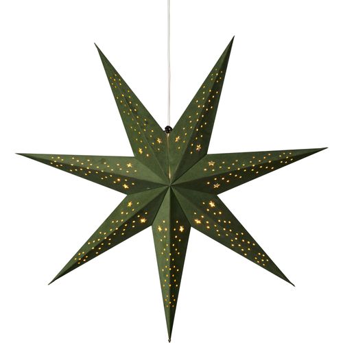 Dekostern KONSTSMIDE "Weihnachtsstern, Weihnachtsdeko", grün, B:78cm H:78cm, Papier, Dekosterne, Dekostern, Papierstern, LED Stern mit grünem Samt, perforiert, 7 Zacken