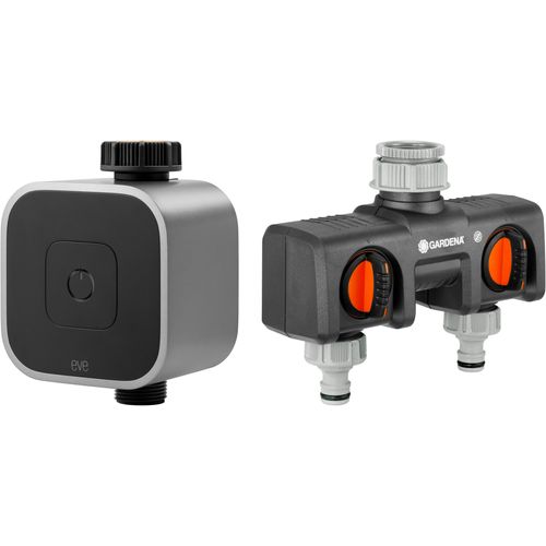EVE Bewässerungscomputer "Aqua (HomeKit) + Schlauchverbinder 2-Wege-Verteiler", grau, B:77mm H:128mm, Bewässerungscomputer, Bewässerungscomputer
